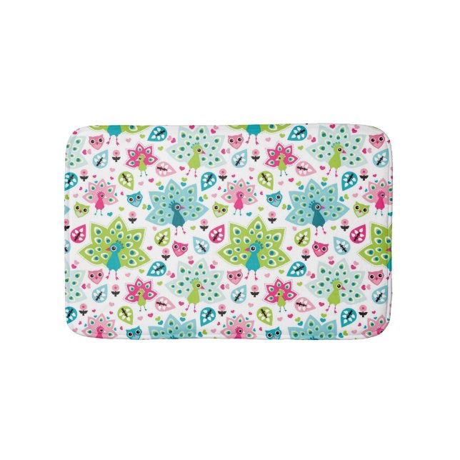 Alfombrilla De Baño pájaro y búho del pavo real (Anverso)