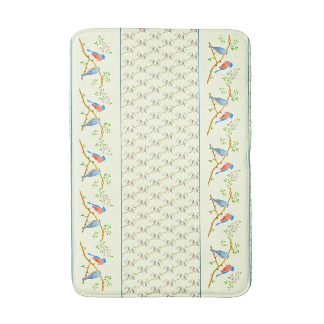Alfombrilla De Baño Pájaros azules se emparejan con amarillos (Frente vertical)