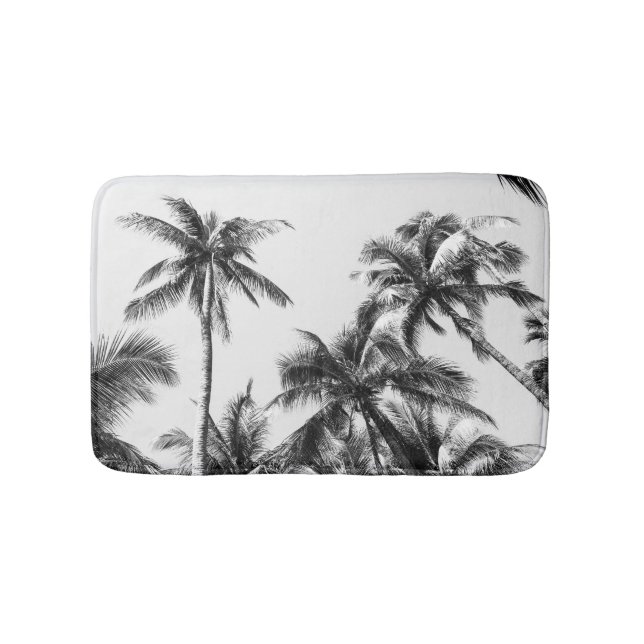 Alfombrilla De Baño Palm Tree Leaf Black White (Anverso)