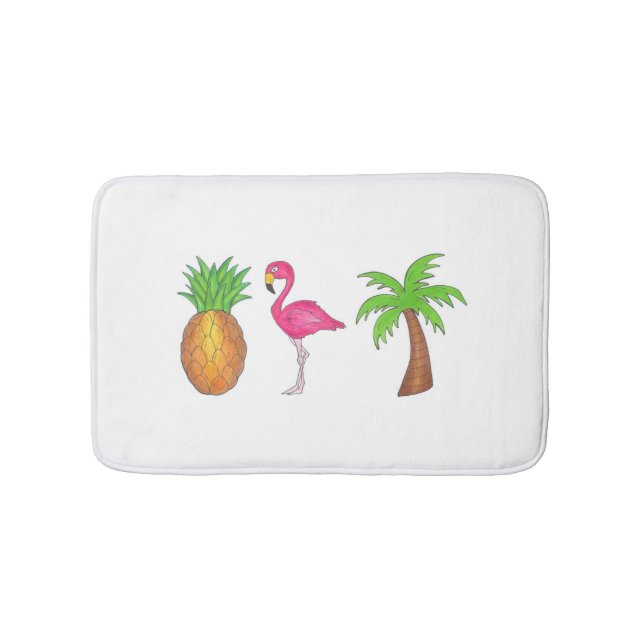 Alfombrilla De Baño Palm Tree Pineapple Pink Flamingo (Anverso)