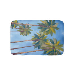 Alfombrilla De Baño Palm Trees Watercolor Art Tropical