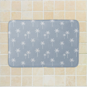 Alfombrilla De Baño Palmeras Boho Casa de Campo Costera Azul Polvorien
