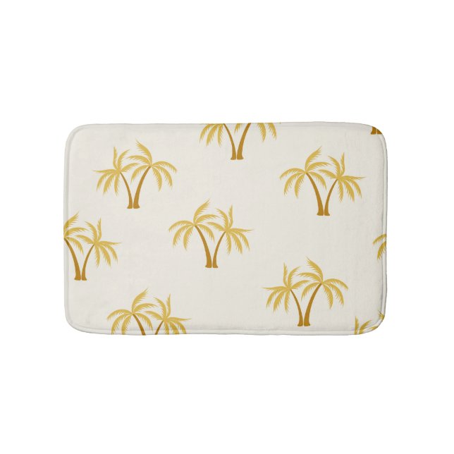 Alfombrilla De Baño Palmeras de Oro: Textil Tropical. (Anverso)