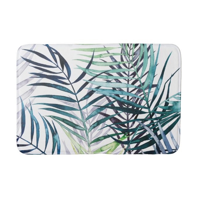Alfombrilla De Baño Palmeras iluminadas - Hojas tropicales (Anverso)