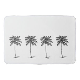 Alfombrilla De Baño Palmetto de palma negra y blanca