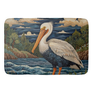 Alfombrilla De Baño Palomino de gaviota de mar blanco