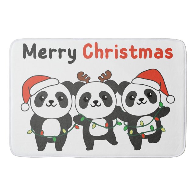 Alfombrilla De Baño Panda Navidades Animales Pandas Feliz Navidad (Anverso)
