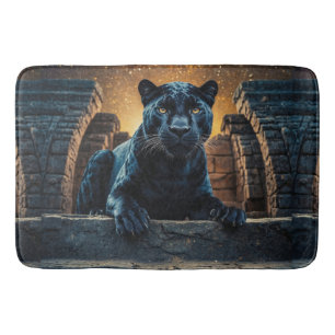 Alfombrilla De Baño Pantera negra y templo tailandés