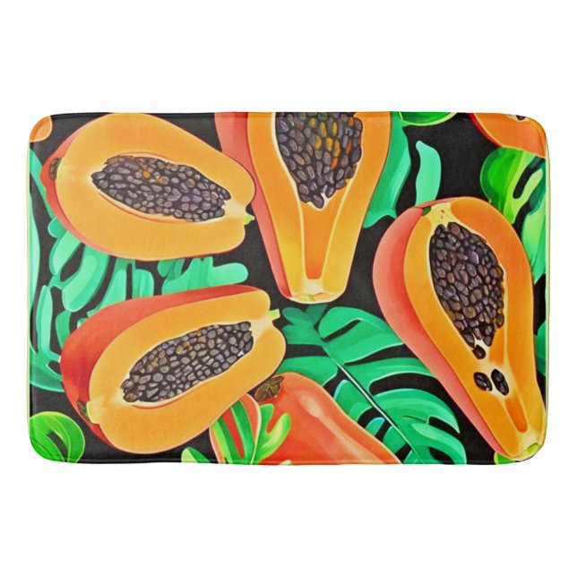 Alfombrilla De Baño Papaya y deja un patrón fresco (Anverso)