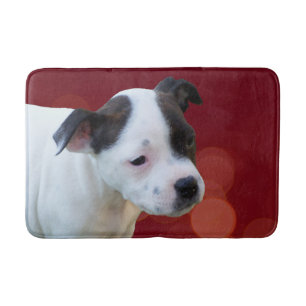 Alfombrilla De Baño Papel De Bull Terrier De Staffordshire En Blanco Y