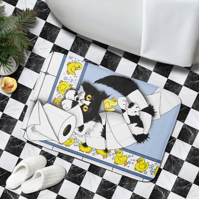 Alfombrilla De Baño Papel de tocador para gato amarillo azul (Subido por el creador)