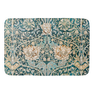 Alfombrilla De Baño Papel pintado floral de madreselva azul Morris Tea