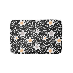 Alfombrilla De Baño Paquetes de polka negros y blancos retro con estre