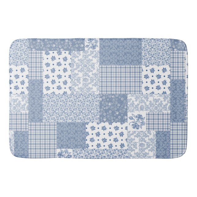 Alfombrilla De Baño Parche Nostalgésico Indigo Faux Gran Bath Mat (Anverso)