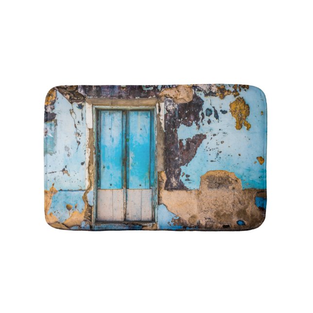 Alfombrilla De Baño Pared azul y puerta (Anverso)