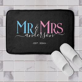 Alfombrilla De Baño Pareja de recién casados aniversario de bodas negr