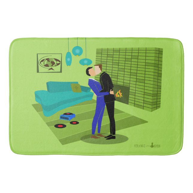 Alfombrilla De Baño Pareja gay retro enamorada (Anverso)