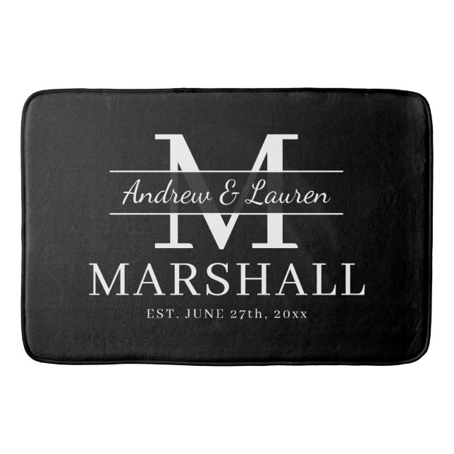 Alfombrilla De Baño Pareja moderna recién casada monogramada recién ca (Anverso)