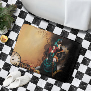 Alfombrilla De Baño Pareja Victoriana Steampunk Elegancia Romance