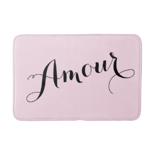 Alfombrilla De Baño Parisiense elegante rosado y negro del amor