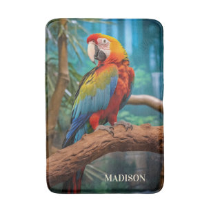 Alfombrilla De Baño Parrot coloreado de nombre personalizado