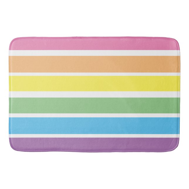 Alfombrilla De Baño Pastel arcoiris estriado Mat de baño (Anverso)