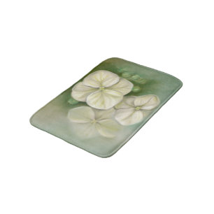 Alfombrilla De Baño Pastel blanco crema suave Hydrangea Floral