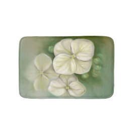 Alfombrilla De Baño Pastel blanco crema suave Hydrangea Floral