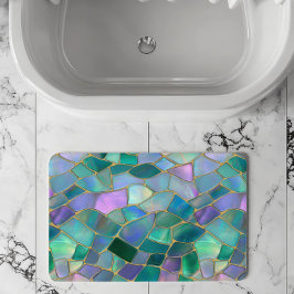 Alfombrilla De Baño Pastel colors stained glass mosaic pattern