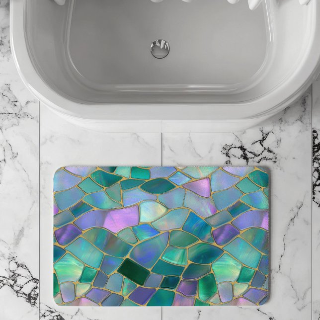 Alfombrilla De Baño Pastel colors stained glass mosaic pattern (Subido por el creador)