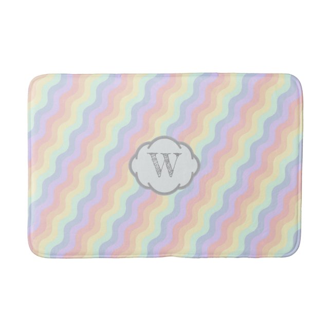 Alfombrilla De Baño Pastel de olas de arcoiris (Anverso)