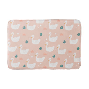 Alfombrilla De Baño Pastel de patrón de cisne dulce rosa