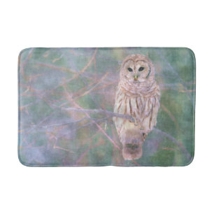 Alfombrilla De Baño Pastel Oilpainting del búho barrado