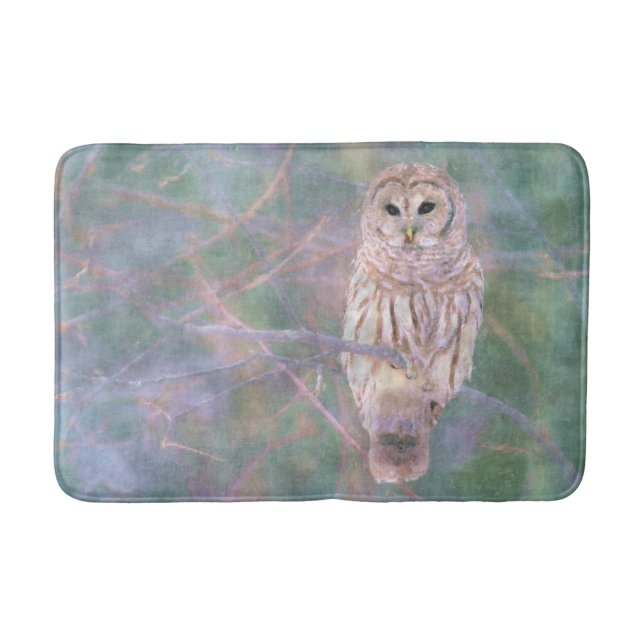 Alfombrilla De Baño Pastel Oilpainting del búho barrado (Anverso)