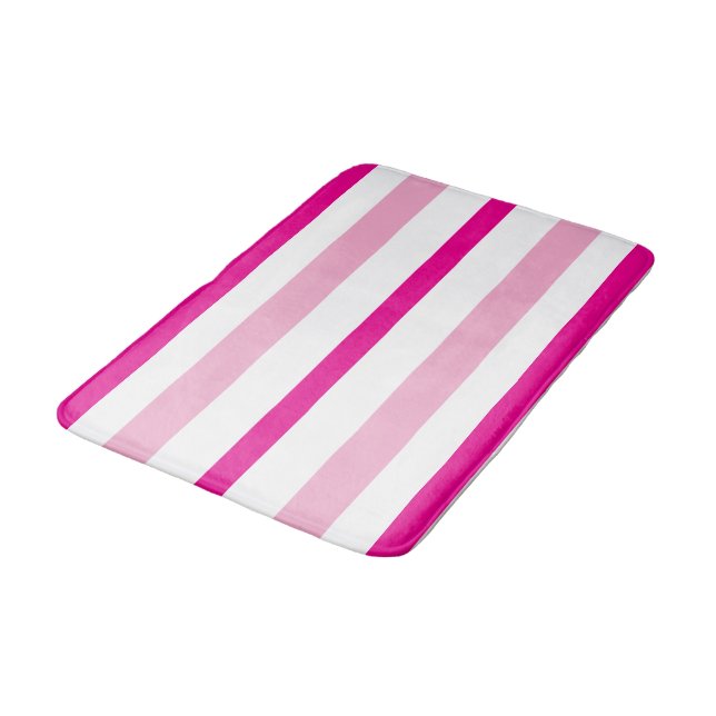 Alfombrilla De Baño Pastel Pink Bright Pink White Summer Stripes (Angular)