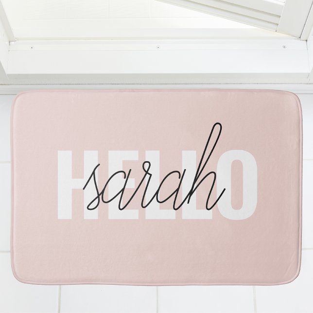 Alfombrilla De Baño Pastel Pink Hello Y You Name Moderno (Subido por el creador)