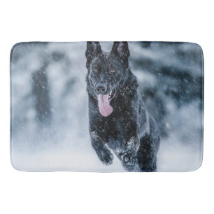 Alfombrilla De Baño Pastor alemán negro con cubierta de Duvet de nieve