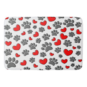 Alfombrilla De Baño Patas De Perro Y Dibujos Del Corazón