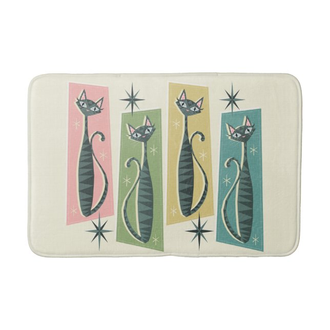 Alfombrilla De Baño Patchwork Tabbies retro ©studioxtine (Anverso)