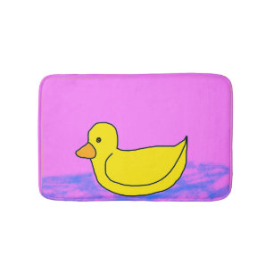 Alfombrilla De Baño pato amarillo lindo en rosa