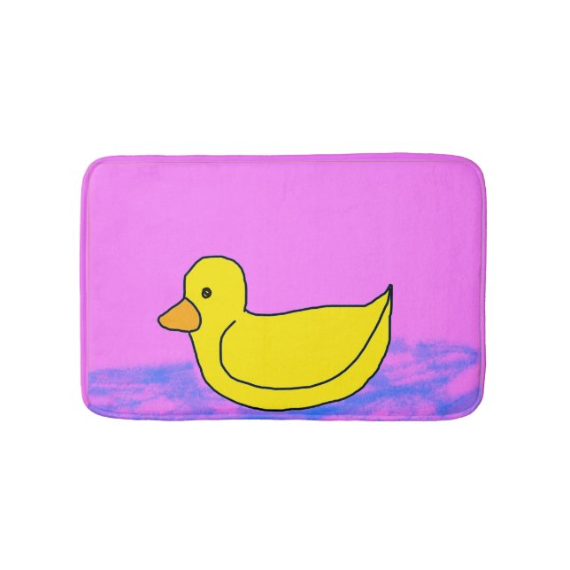 Alfombrilla De Baño pato amarillo lindo en rosa (Anverso)