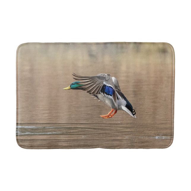 Alfombrilla De Baño Pato Mallard en vuelo (Anverso)