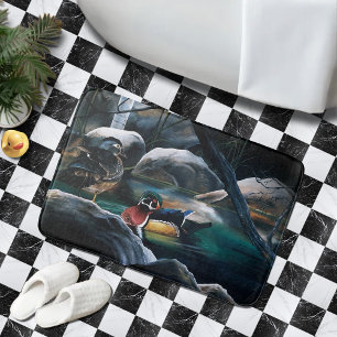 Alfombrilla De Baño Patos de Madera Pareja Estanque Naturaleza Vida Si