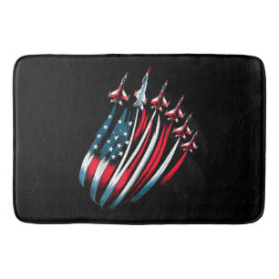 Alfombrilla De Baño Patriotic USA Flag Fighter Jets Boys 4 de julio