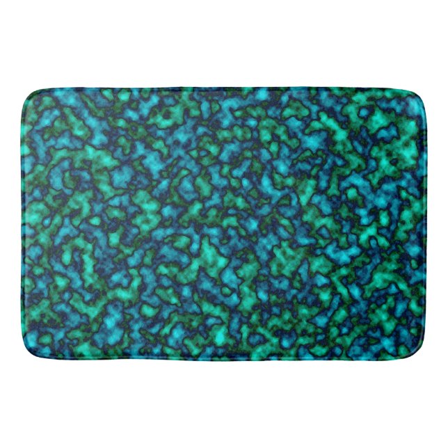 Alfombrilla De Baño Patrón abstracto azul y verde (Anverso)