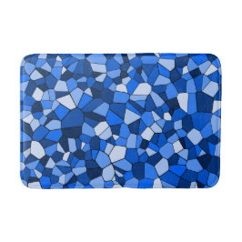 Alfombrilla De Baño Patrón abstracto de mosaico azul moderno