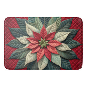 Alfombrilla De Baño Patrón acabado Poinsettia rojo
