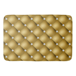 Alfombrilla De Baño Patrón acolchado de diamantes de oro de lujo