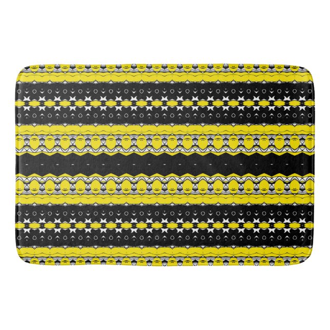 Alfombrilla De Baño Patrón amarillo y negro (Anverso)