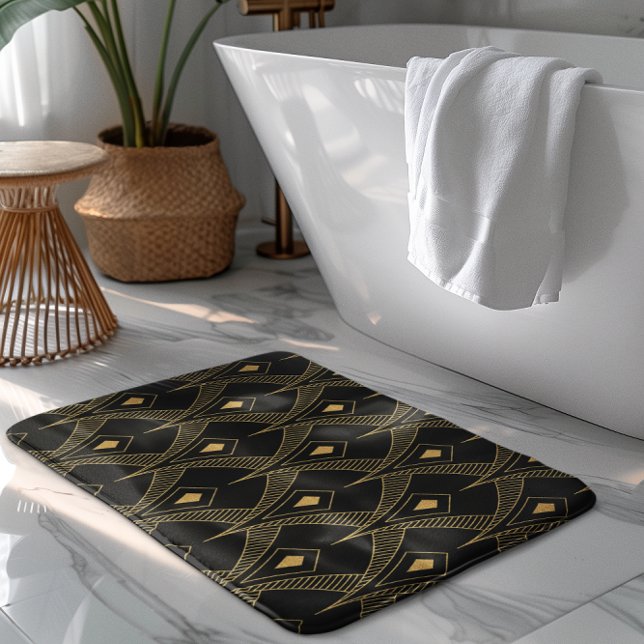 Alfombrilla De Baño Patrón Art Deco negro y dorado (Subido por el creador)